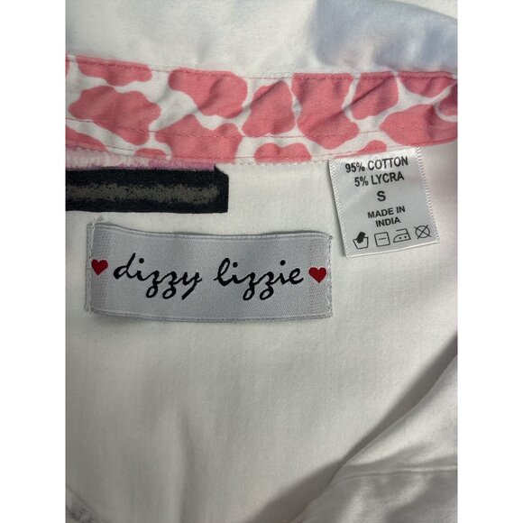 Dizzy Lizzie Womens French Bulldog Designer Print Button-Down Shirt S 95% Cotton - Picture 4 of 7